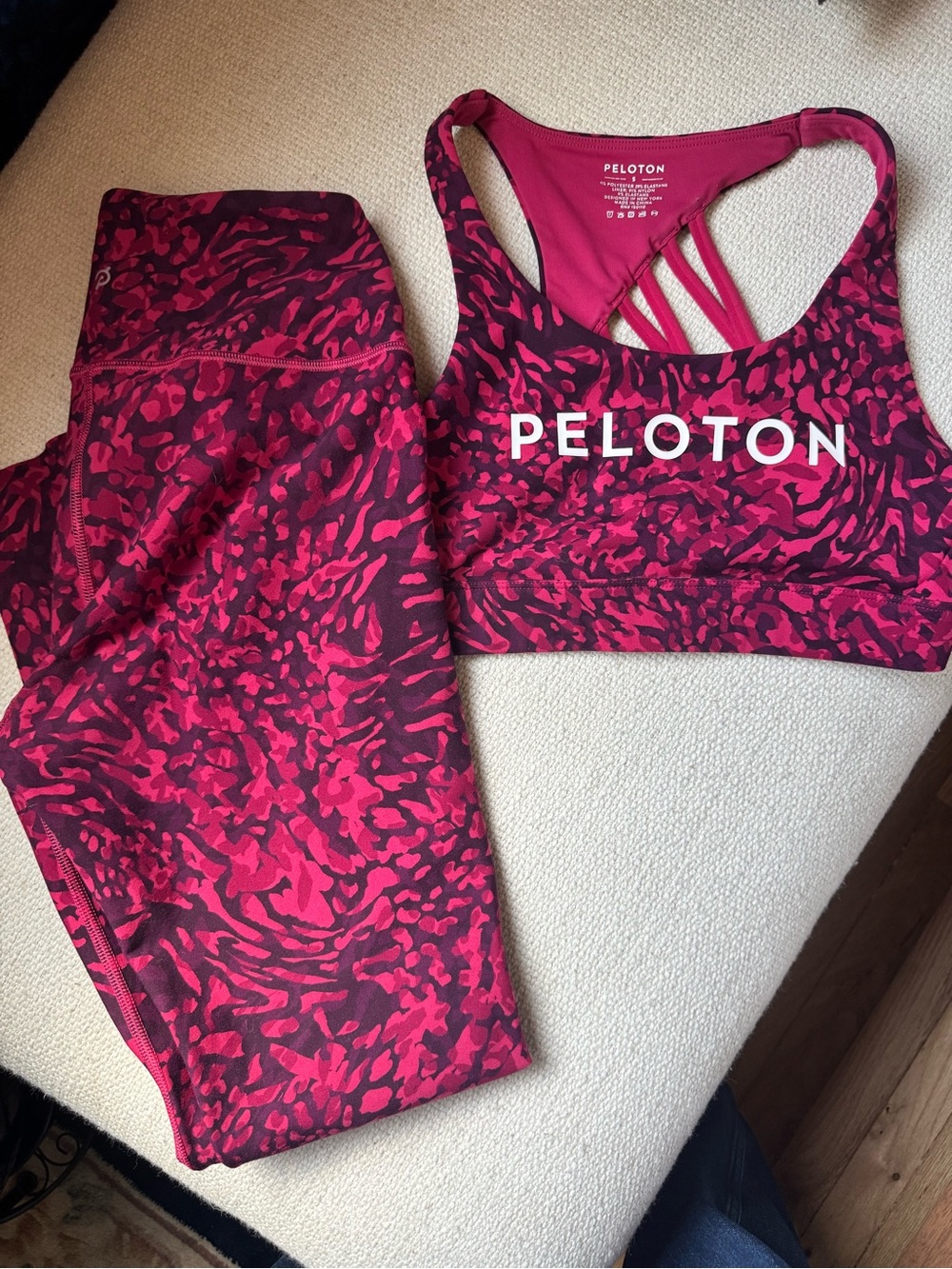 Peloton Women’s Pink Patterned Sports Bra & Leggings Set